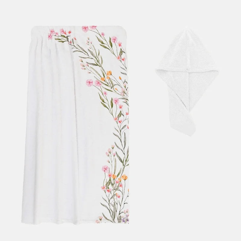 Women’s Bath Wrap Towel - Floral Side Style