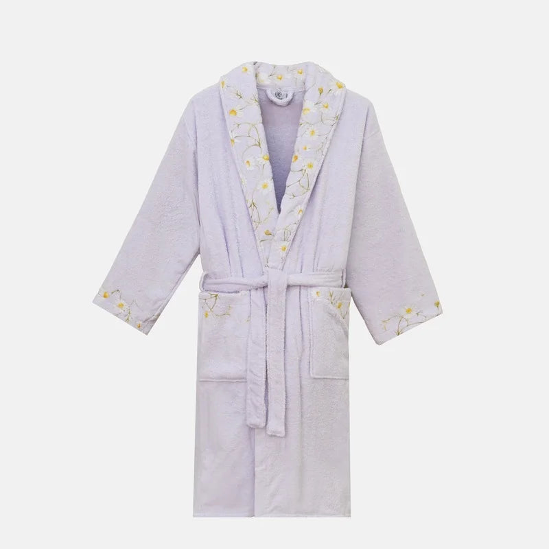 Premium Daisies Printed Cotton Bathrobe