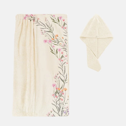 Women’s Bath Wrap Towel - Floral Side Style