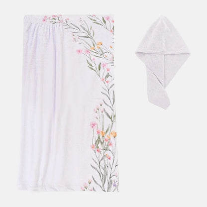 Women’s Bath Wrap Towel - Floral Side Style