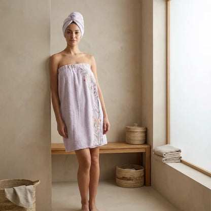 Women’s Bath Wrap Towel - Floral Side Style