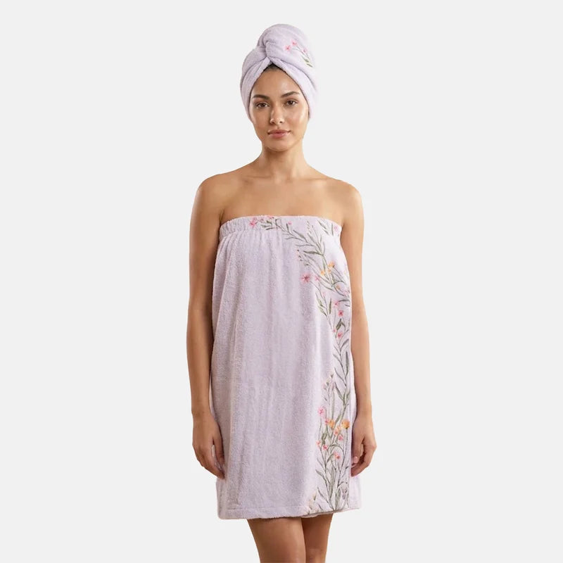 Women’s Bath Wrap Towel - Floral Side Style