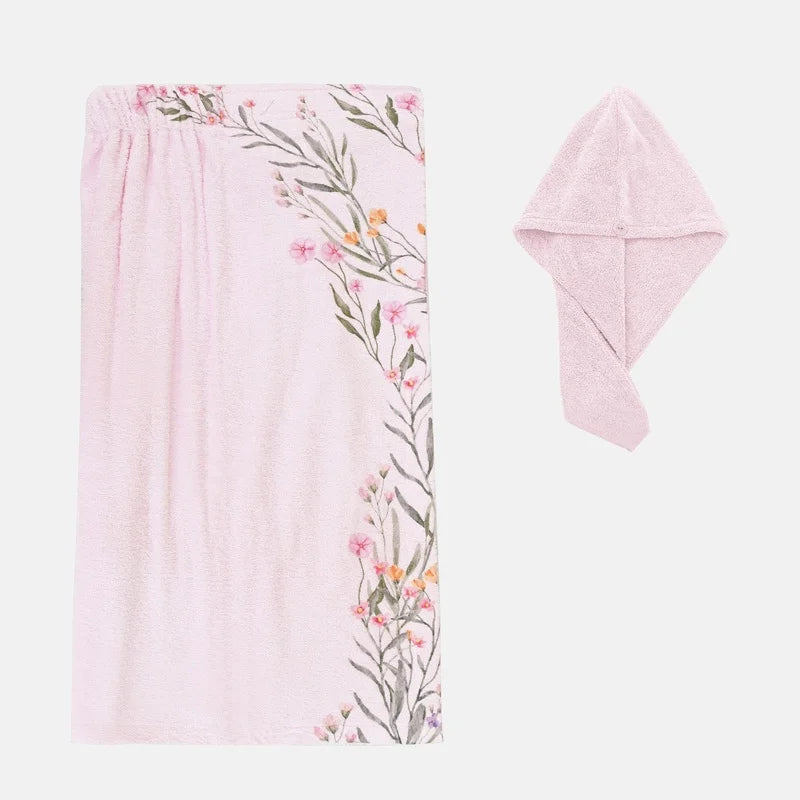 Women’s Bath Wrap Towel - Floral Side Style