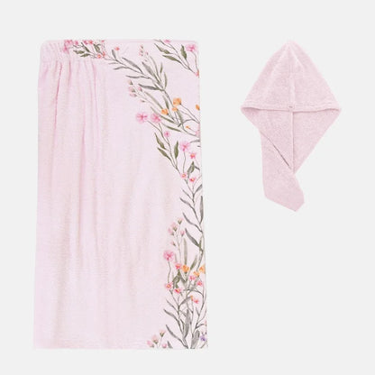 Women’s Bath Wrap Towel - Floral Side Style