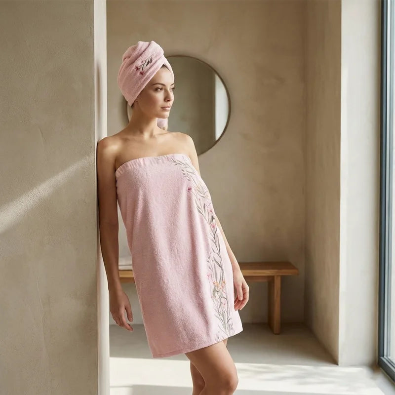 Women’s Bath Wrap Towel - Floral Side Style
