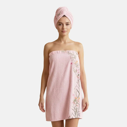 Women’s Bath Wrap Towel - Floral Side Style