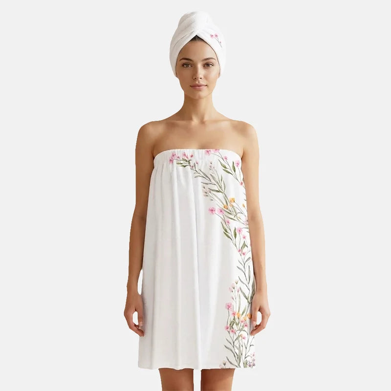 Women’s Bath Wrap Towel - Floral Side Style