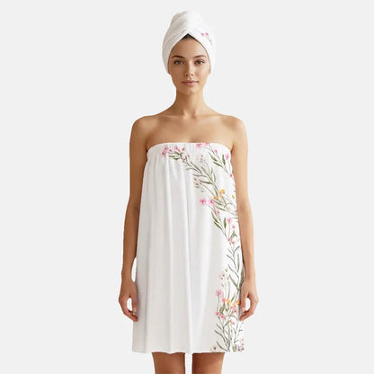Women’s Bath Wrap Towel - Floral Side Style