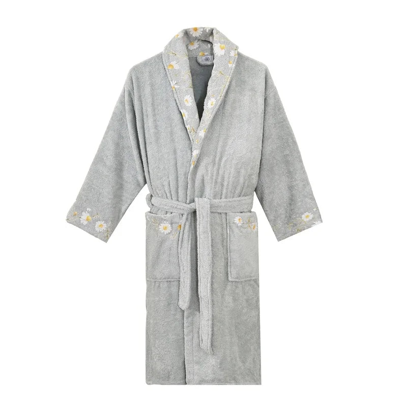 Premium Daisies Printed Cotton Bathrobe