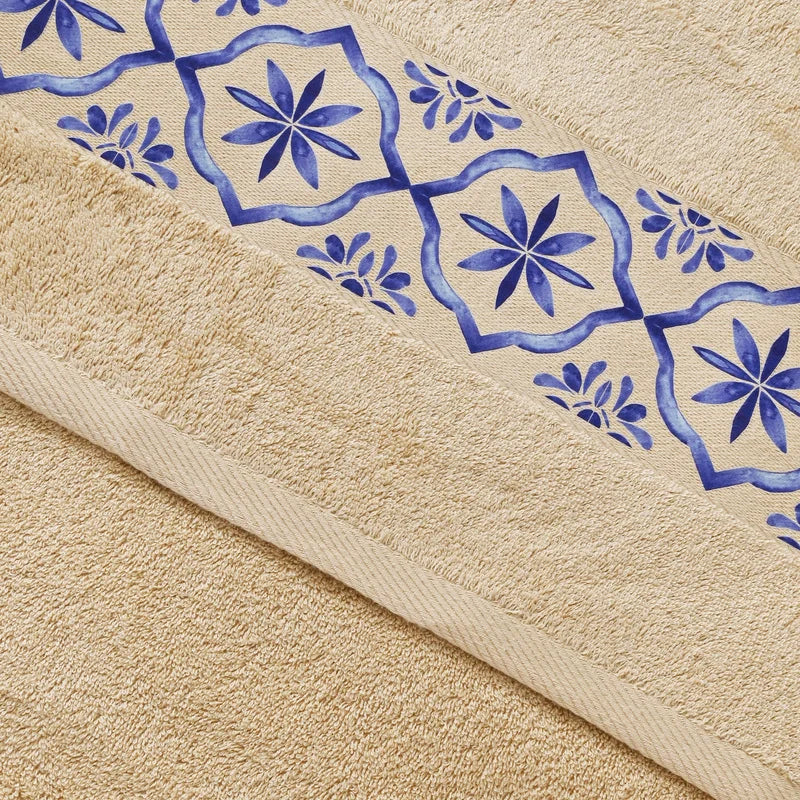 Blue Tile Design 1 - Towel Set 3 Pieces