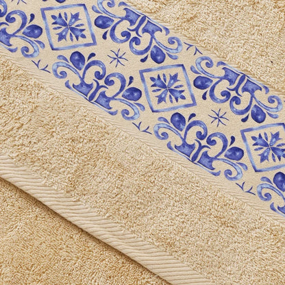 Blue Tile Design 1 - Towel Set 3 Pieces