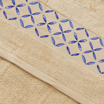 Blue Tile Design 1 - Towel Set 3 Pieces