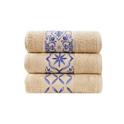 Blue Tile Design 1 - Towel Set 3 Pieces
