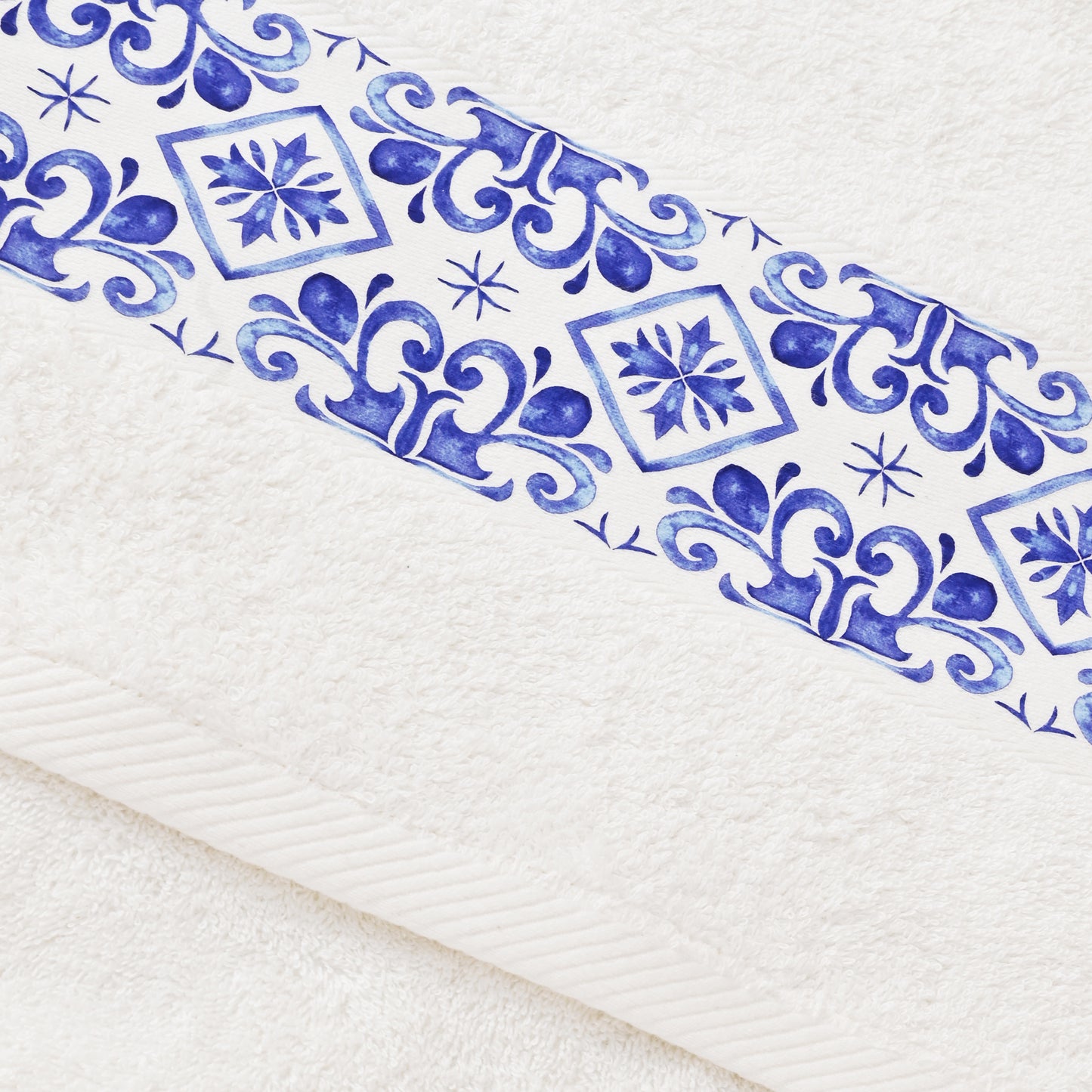 Blue Tile Design 2 - Towel Set 3 Pieces