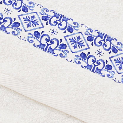 Blue Tile Design 2 - Towel Set 3 Pieces