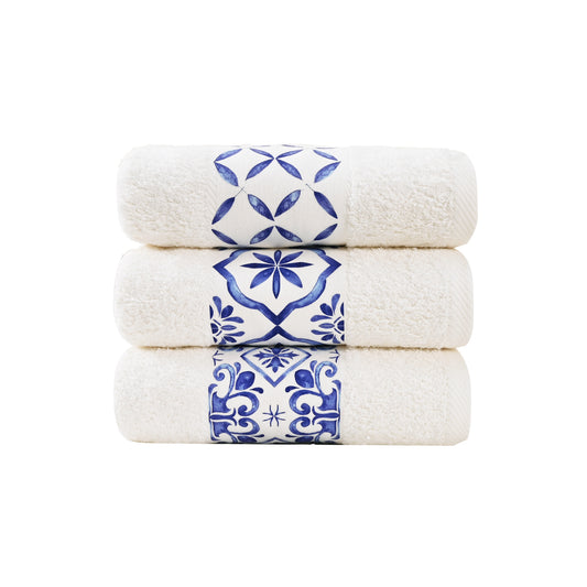 Blue Tile Design 2 - Towel Set 3 Pieces