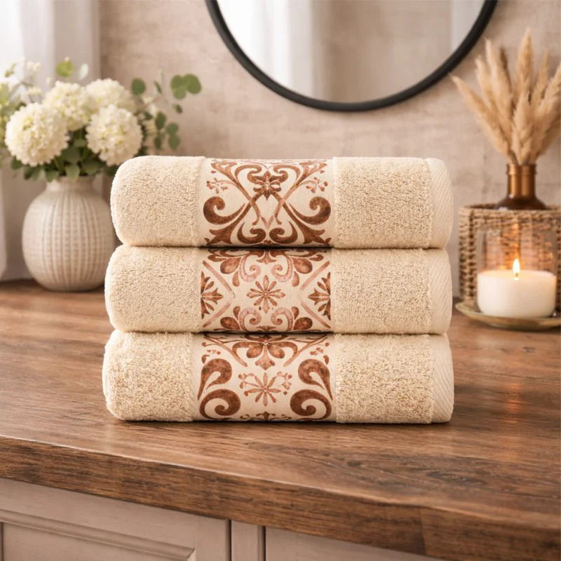 Brown Tile Design 2 - Towel Set 3 Pieces