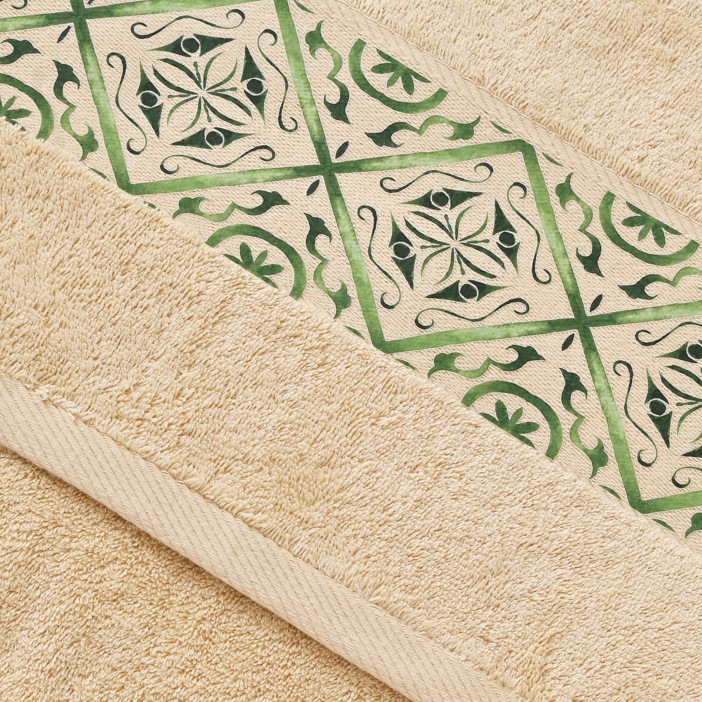 Green Tile Design 1 - Towel Set 3 Pieces