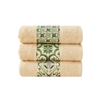 Green Tile Design 1 - Towel Set 3 Pieces