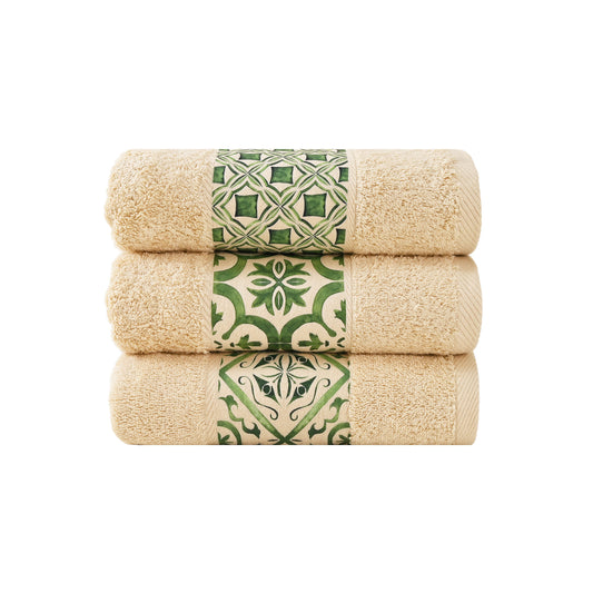 Green Tile Design 1 - Towel Set 3 Pieces