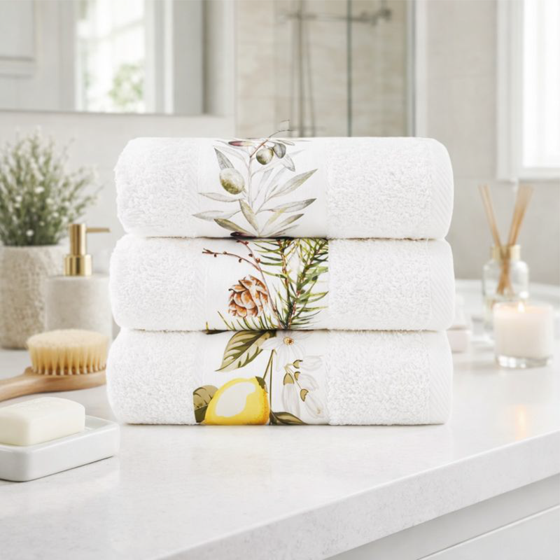 Olive-Lemon 2 - Towel Set 3 Pieces