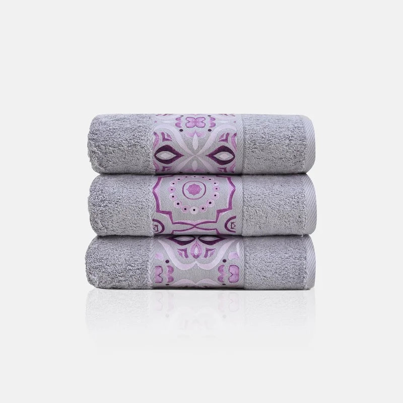 Purple Tile Design - Towel Set 3 Pieces