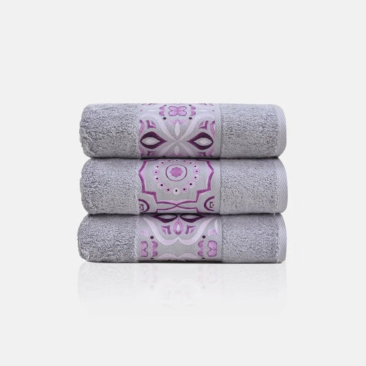 Purple Tile Design - Towel Set 3 Pieces