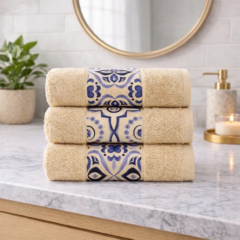 Navy Tile Design 1 - Towel Set 3 Pieces