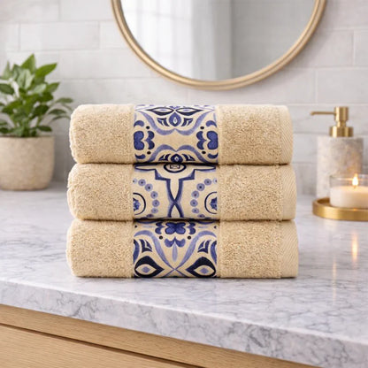 Navy Tile Design 1 - Towel Set 3 Pieces
