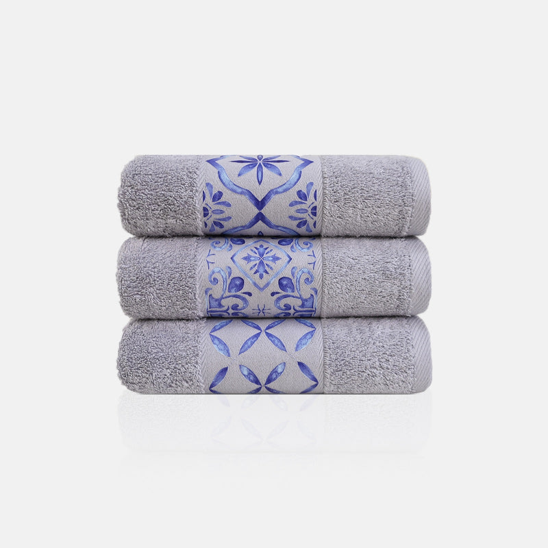 Navy Tile Design 3 - Towel Set 3 Pieces