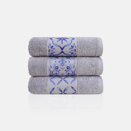 Navy Tile Design 3 - Towel Set 3 Pieces