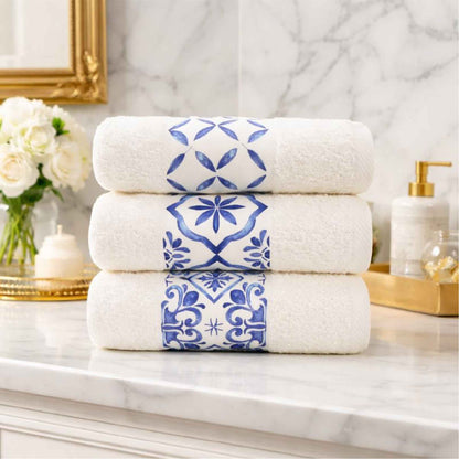 Blue Tile Design 2 - Towel Set 3 Pieces