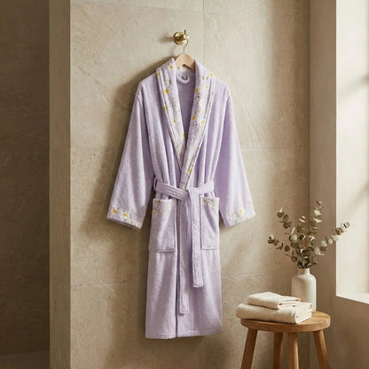 Premium Daisies Printed Cotton Bathrobe